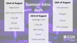 ESN Intro days schedule